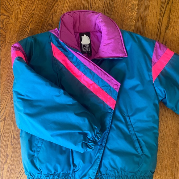 Vintage 90’s Alpine Design Neon Stripe Ski Jacket - Picture 8 of 8